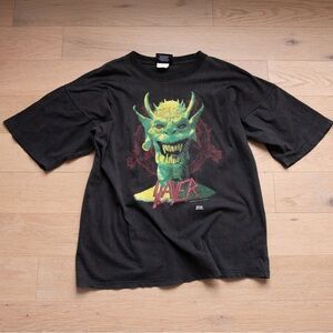 Vintage Slayer “Root of All Evil” Graphic Tee — XL — Double Sided — Faded Black